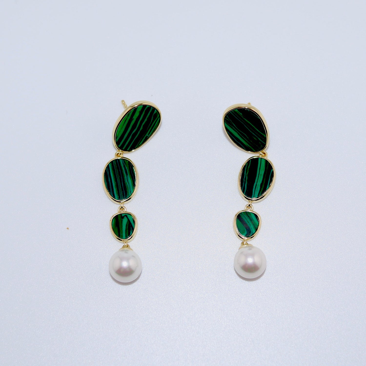 Malachite Pearl Drop Earrings