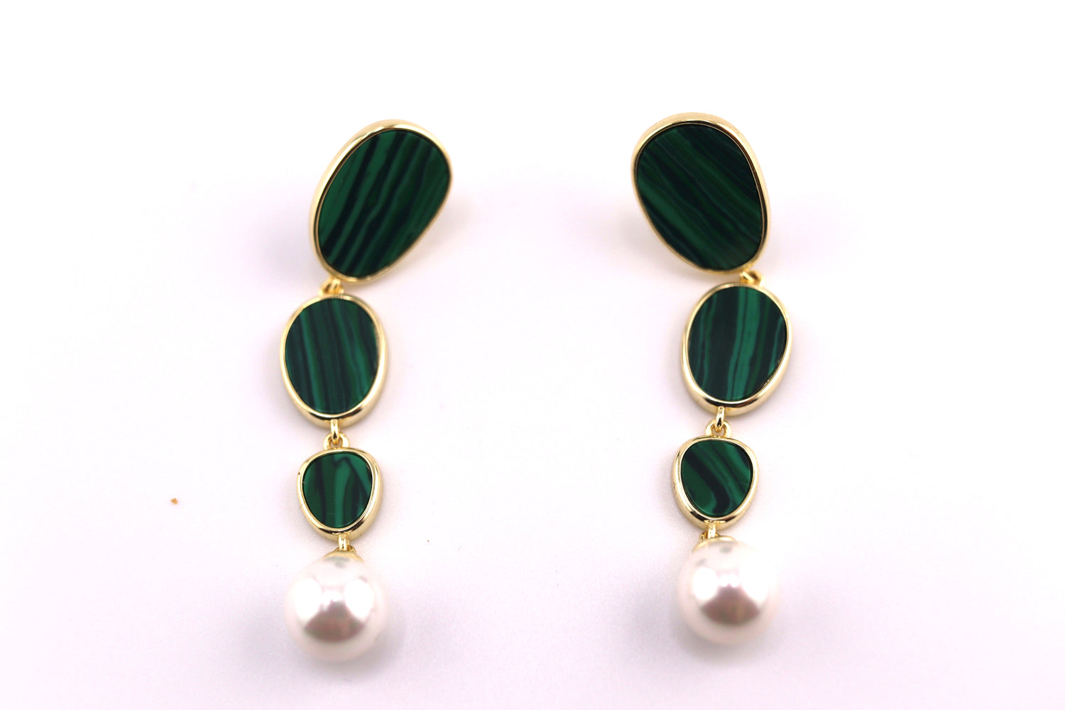 Malachite Pearl Drop Earrings